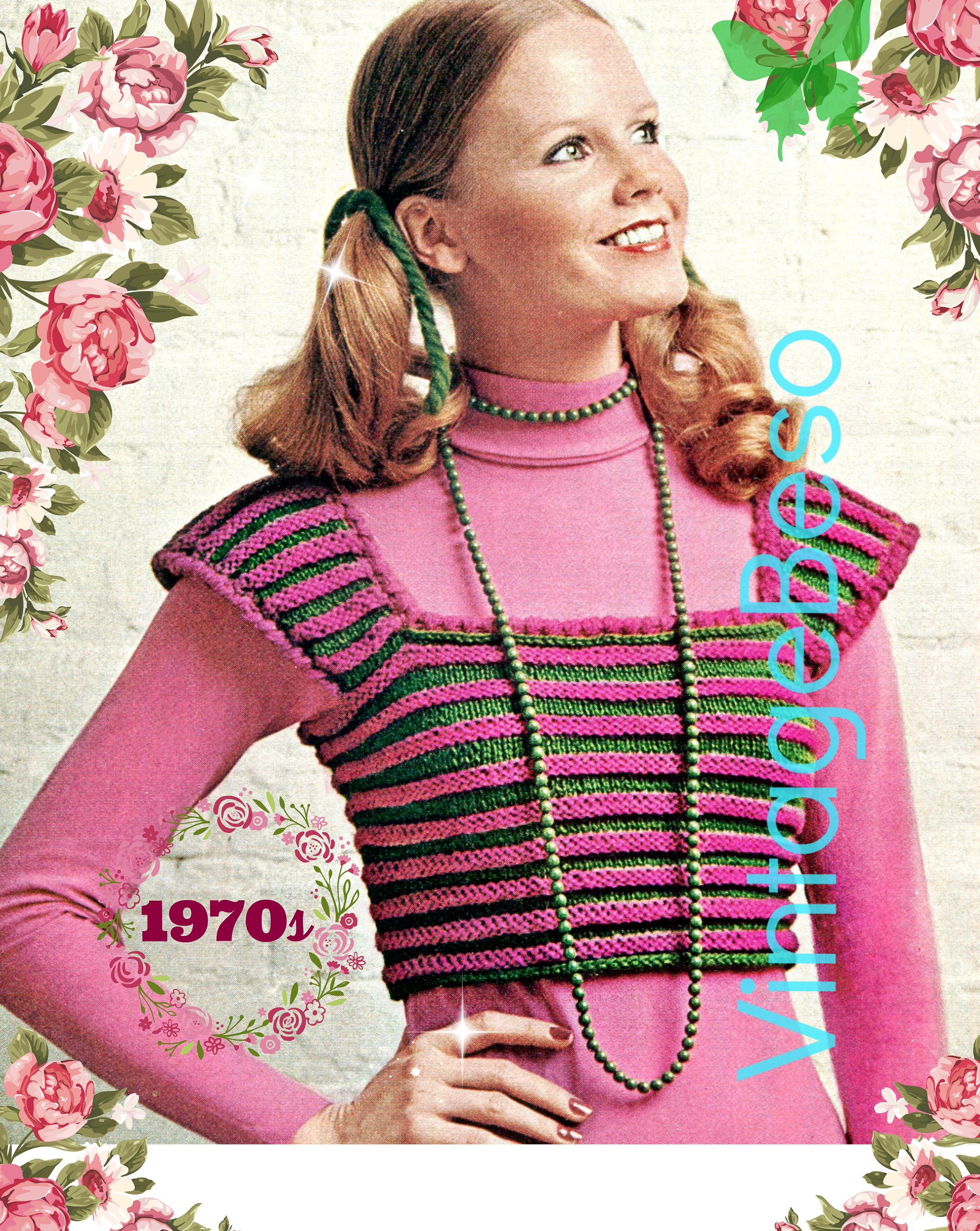 Retro Christmas Jumper Knitting Patterns Top Knitting Pattern Diamond Dress Vintage 70s Retro Shrink Top