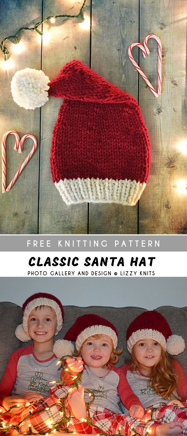Santa Hat Knitting Pattern Classic Santa Knitting Hat With Free Pattern Pattern Center