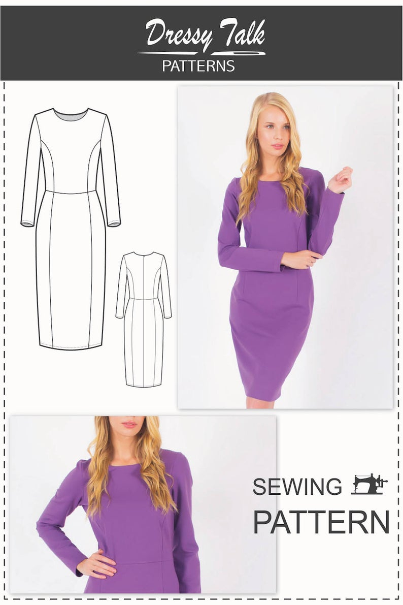 Simple Knit Dress Pattern Long Sleeve Dress Pattern Formal Dress Patterns Simple Dress Pattern Sewing Tutorial Knit Dress Pattern Dress Sewing Patterns