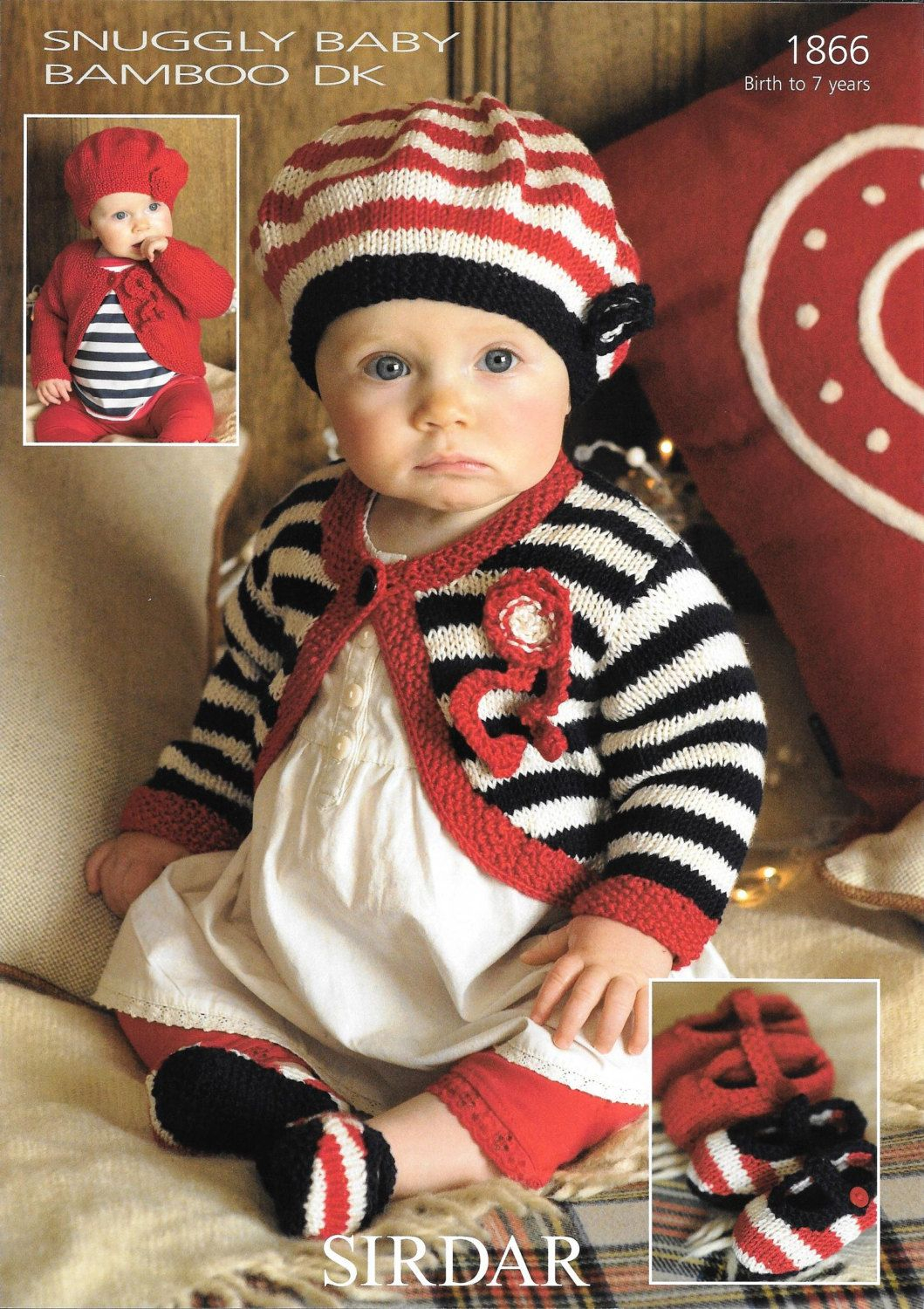 Sirdar Baby Knitting Patterns 1866 Sirdar Snuggly Ba Bamboo Dk Cardigan Beret Shoes Knitting Pattern To Fit 0 To 7 Years