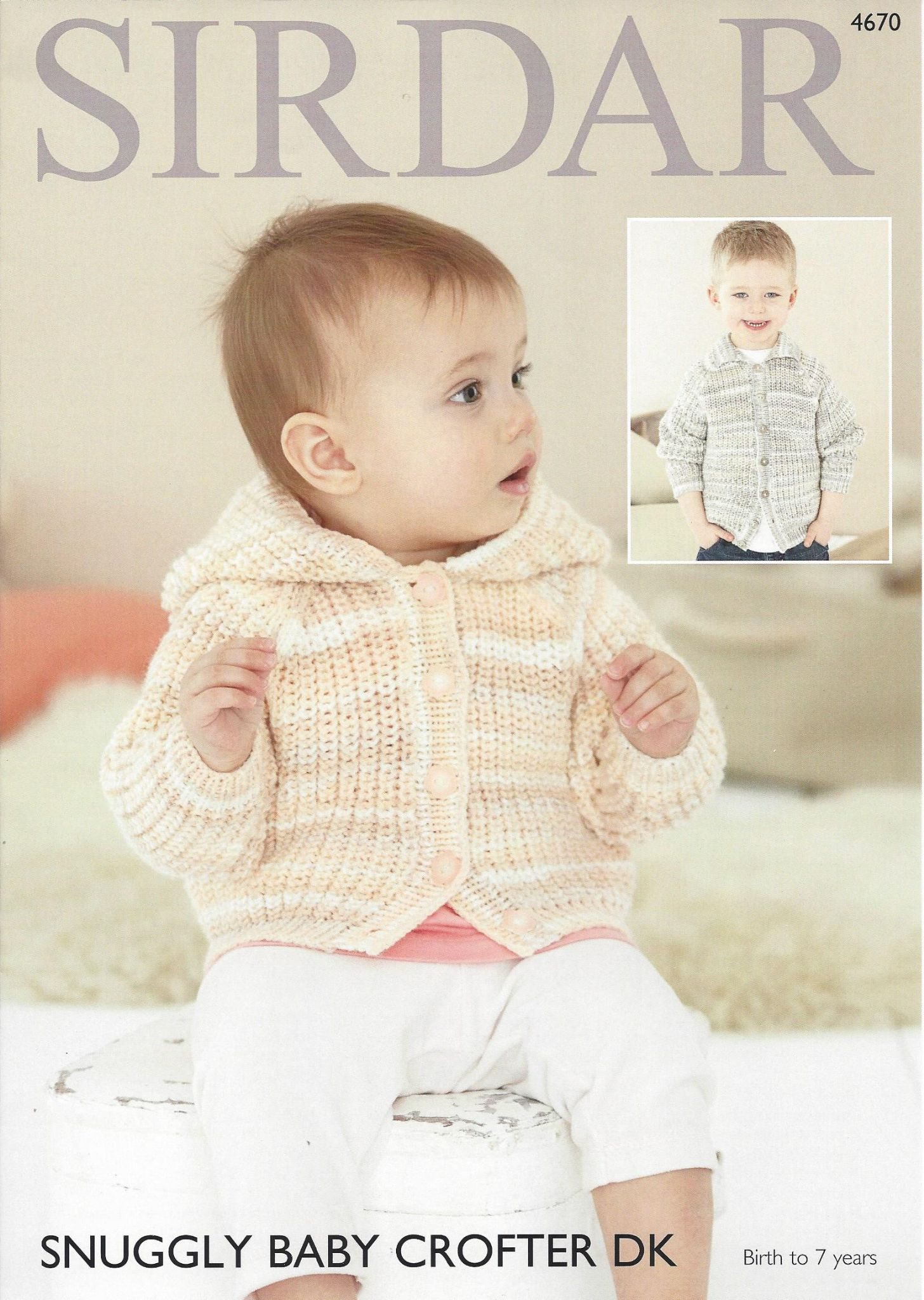 Sirdar Baby Knitting Patterns 4670 Sirdar Snuggly Ba Crofter Dk Jacket Knitting Pattern To Fit Birth To 7 Years