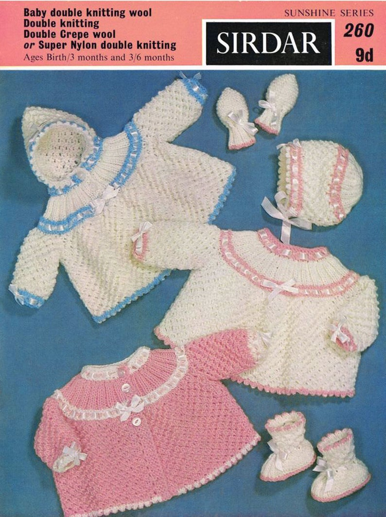 Sirdar Baby Knitting Patterns Pdf Vintage Ba Knitting Pattern Sirdar 260 Sunshine Series Angel Tops Knitting Pattern Pixie Hood Matinee Yoke Heirloom Ba Doll Kitsch