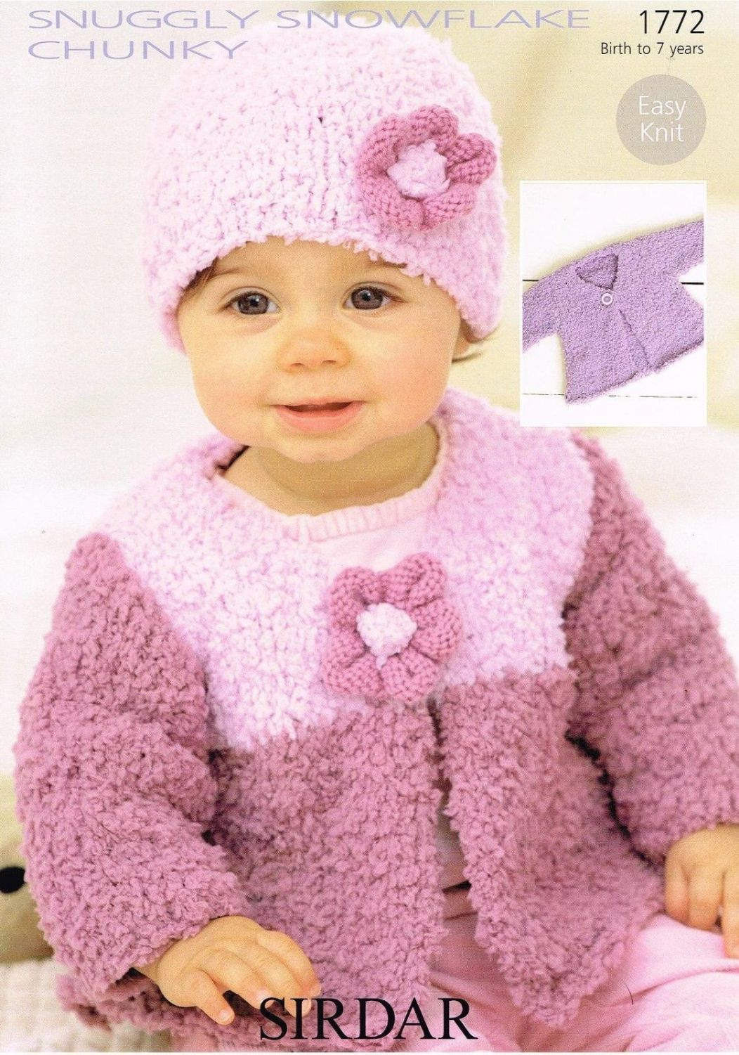 Sirdar Snuggly Knitting Patterns 1772 Sirdar Snuggly Snowflake Chunky Cardigan Hat Knitting Pattern To Fit 0 To 7 Years
