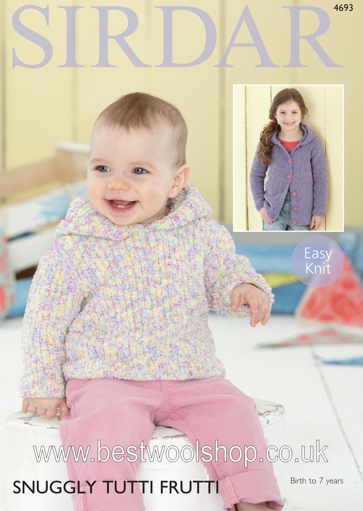 Sirdar Snuggly Knitting Patterns 4693 Sirdar Snuggly Tutti Frutti Chunky Hooded Sweater Cardigan Knitting Pattern To Fit 0 To 7 Years
