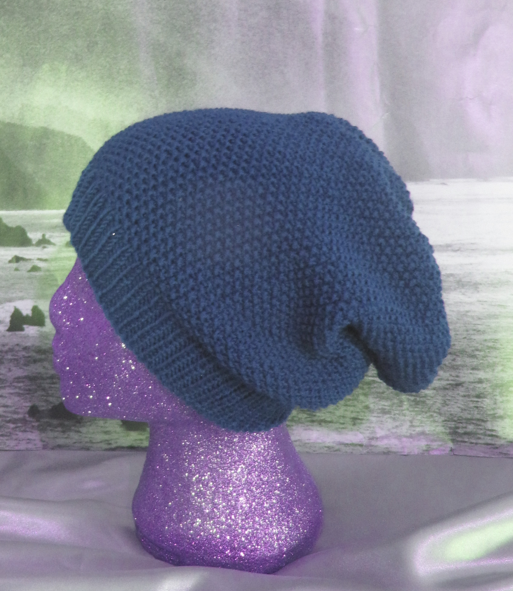 Slouch Hat Pattern Knit Moss Stitch Slouch Hat