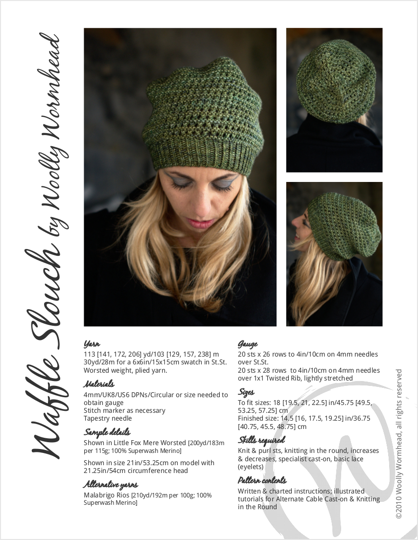 Slouch Hat Pattern Knit Waffle Slouch Hat Hand Knitting Pattern For Worsted Woolly Wormhead