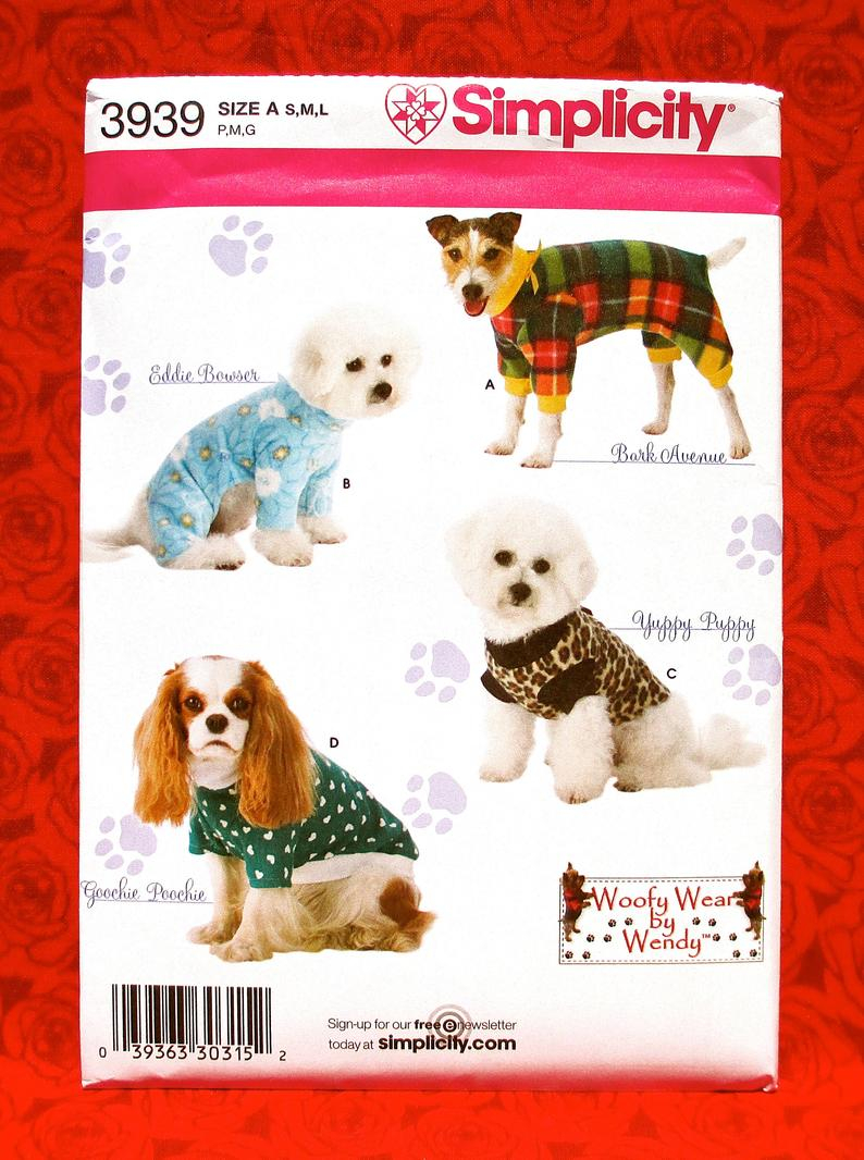 Small Dog Coat Knitting Pattern Free Simplicity Sewing Pattern 3939 Puppy Dog Coats Pet Knit Clothing Sizes Small Medium Large Diy Canine Fall Winter Fashion Jackets Uncut