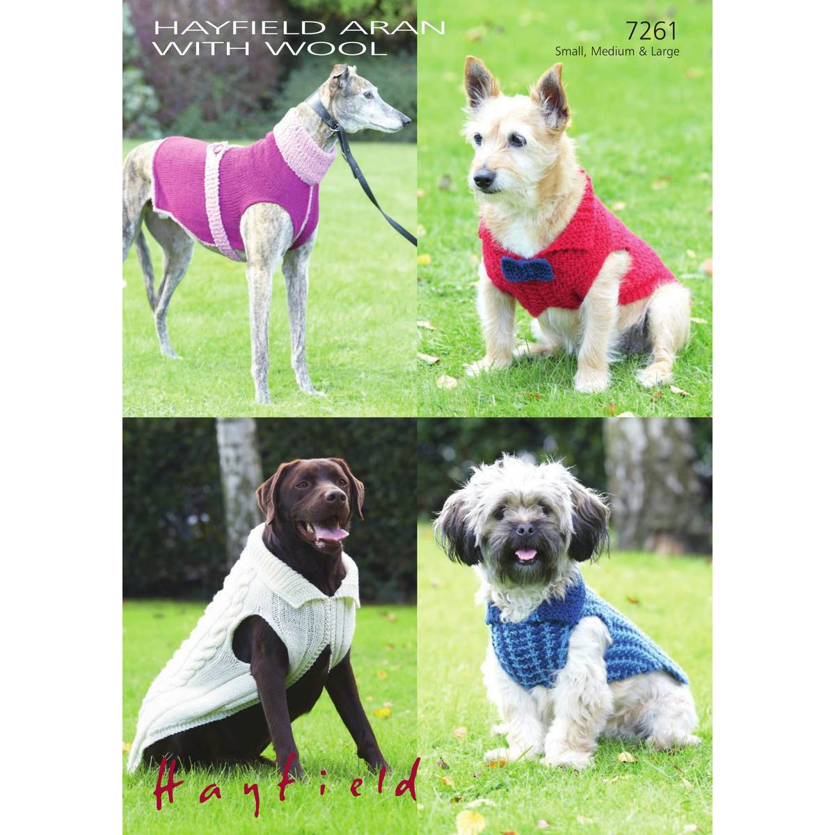 Small Dog Knitting Patterns Hayfield Bonus Aran Dog Coats Digital Pattern 7261