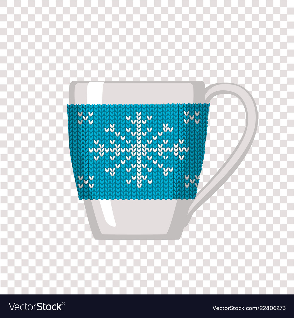 Snowflake Pattern Knitting Cozy Knitting Blue With Pattern Snowflake For Cup