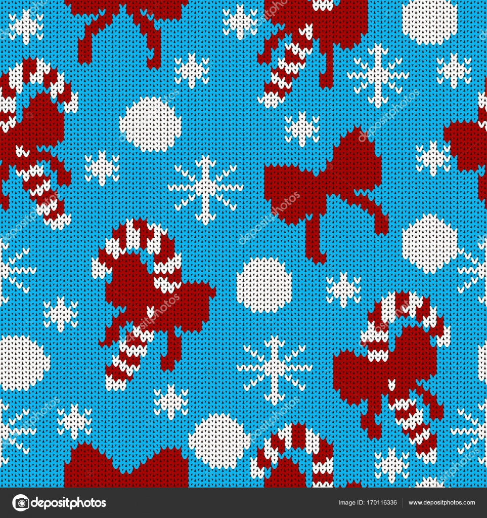 Snowflake Pattern Knitting Holiday Pattern With Lollipop Snowflakes And Bows Scheme For