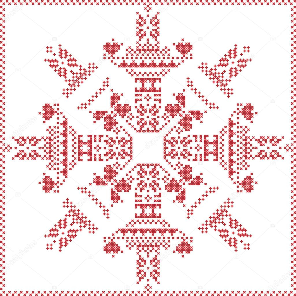 Snowflake Pattern Knitting Scandinavian Nordic Winter Stitch Knitting Christmas Pattern In In