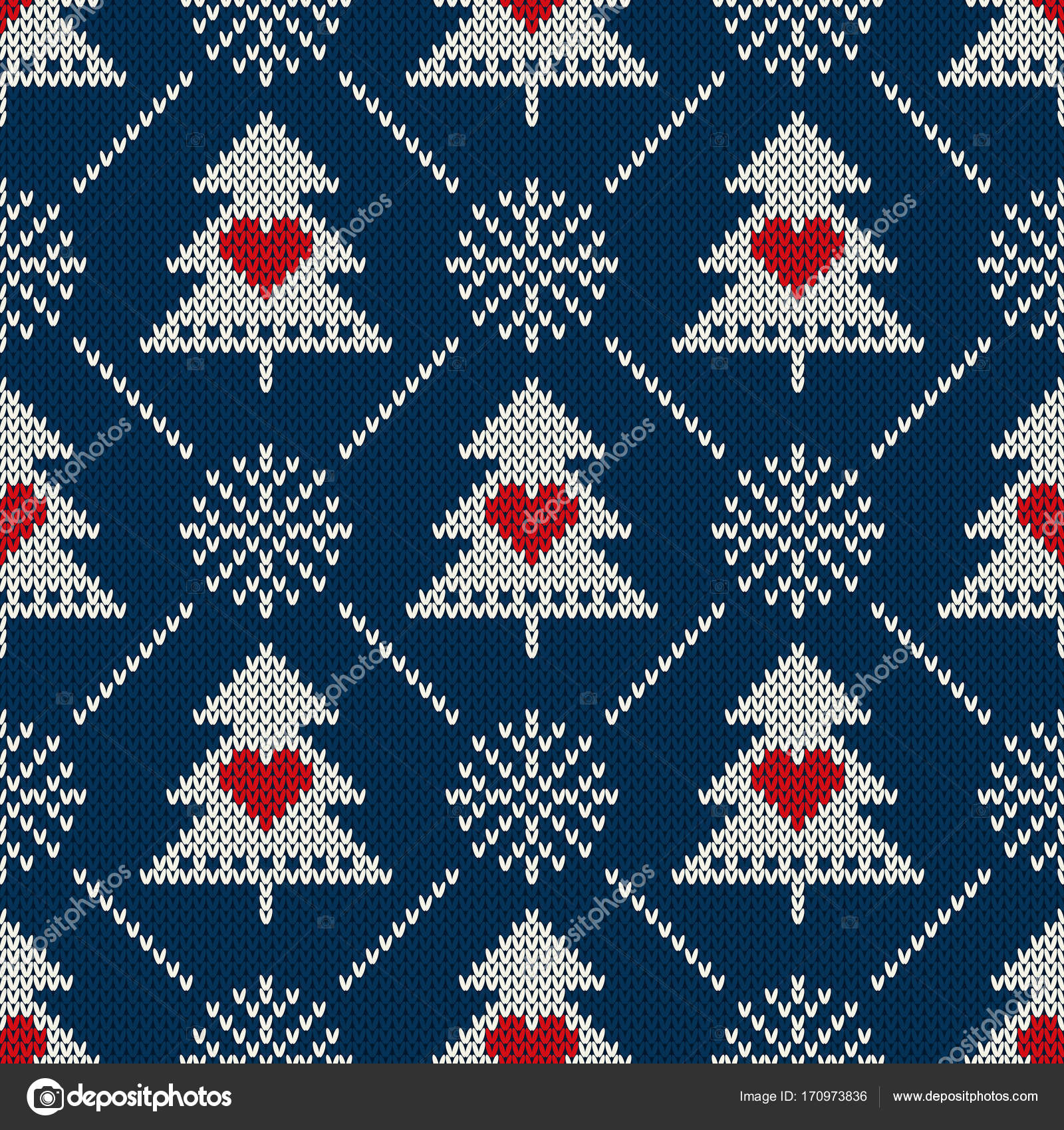 Snowflake Pattern Knitting Winter Holiday Seamless Knitted Pattern With A Christmas Symbols