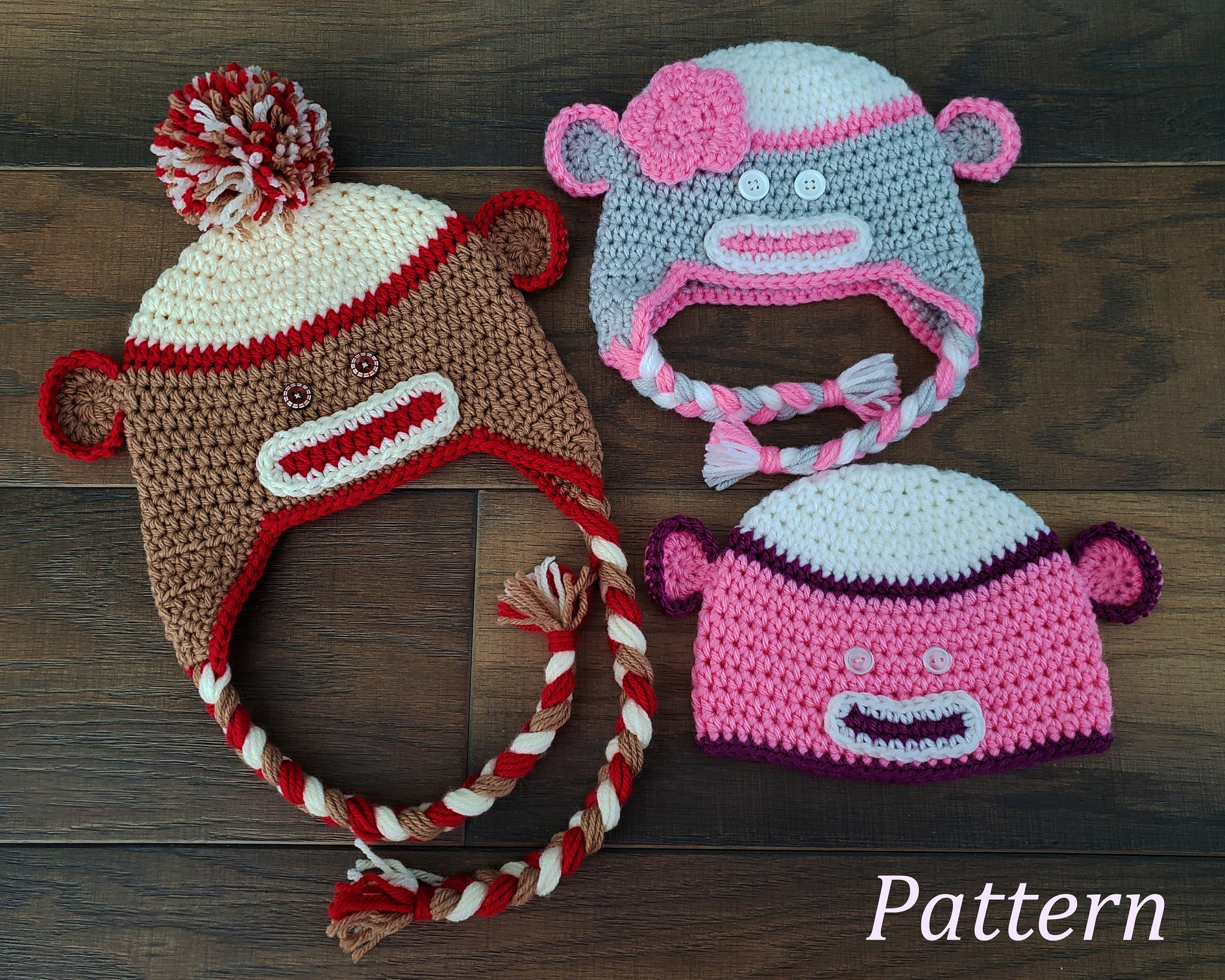 Sock Monkey Hat Pattern Knit Crochet Pattern Sock Monkey Ba Hat Pattern Ba Hat Pattern Sock Monkey Crochet Pattern Crochet Pattern Ba Girls Hat Pattern