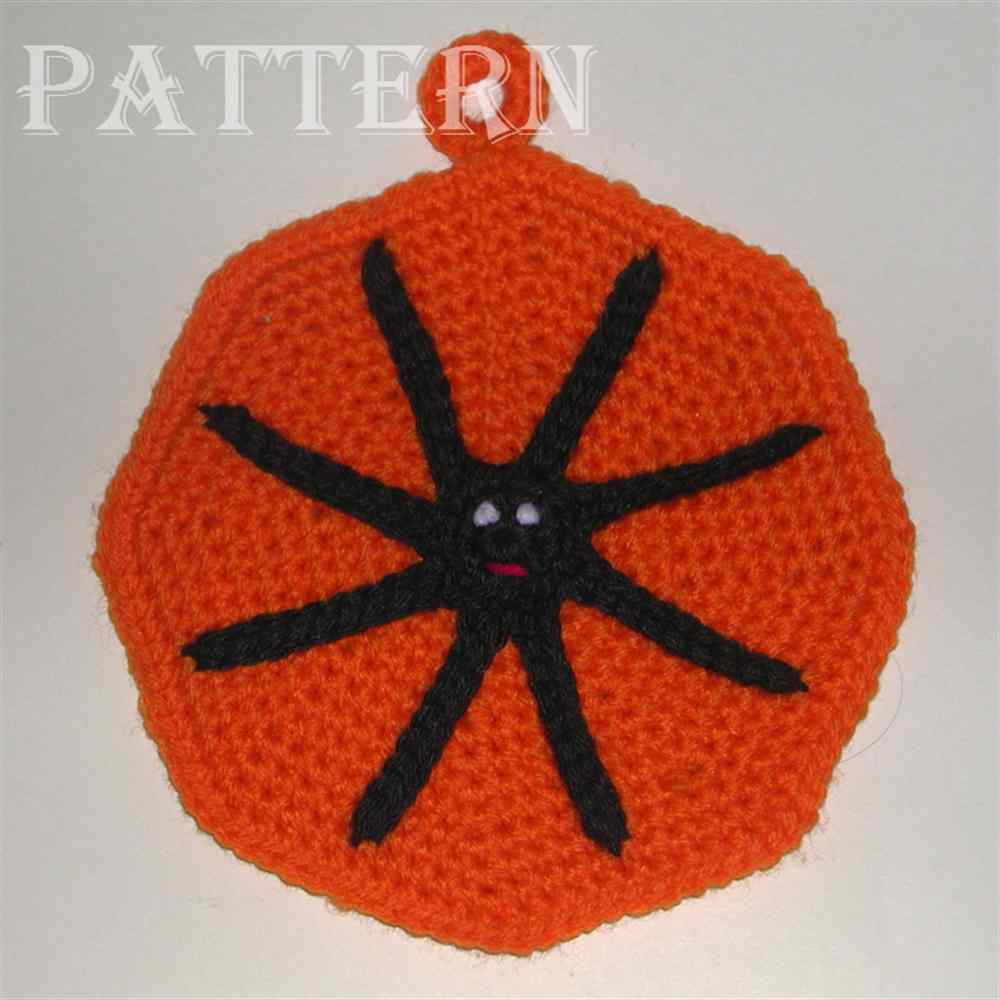 Spider Knitting Pattern Crocheted Halloween Spider Potholder Pattern C 182