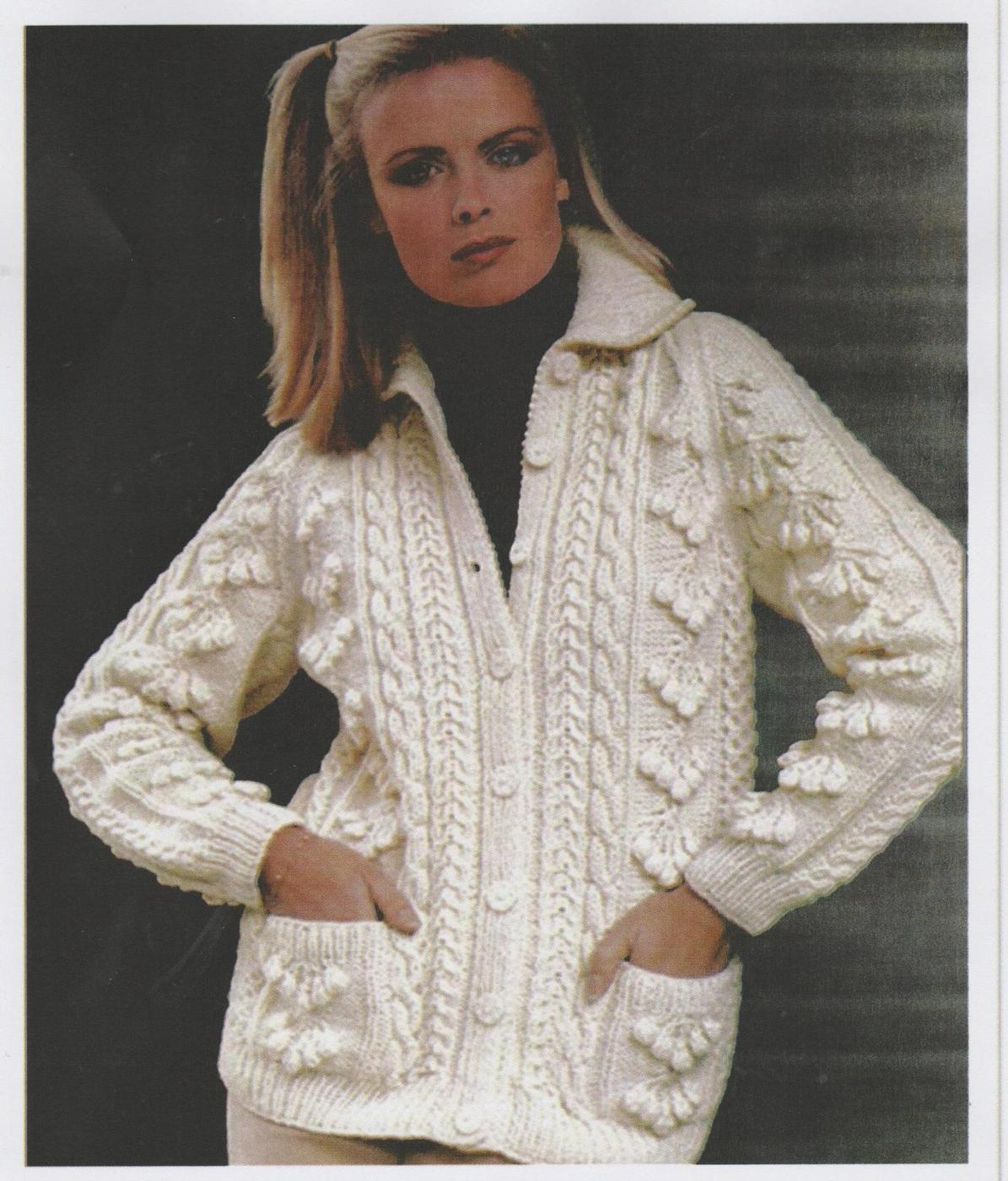 Sweater Jacket Knitting Pattern Pdf Digital Download Vintage Knitting Pattern Ladies Aran Cable Cardigan Jacket Large Sizes 40 50