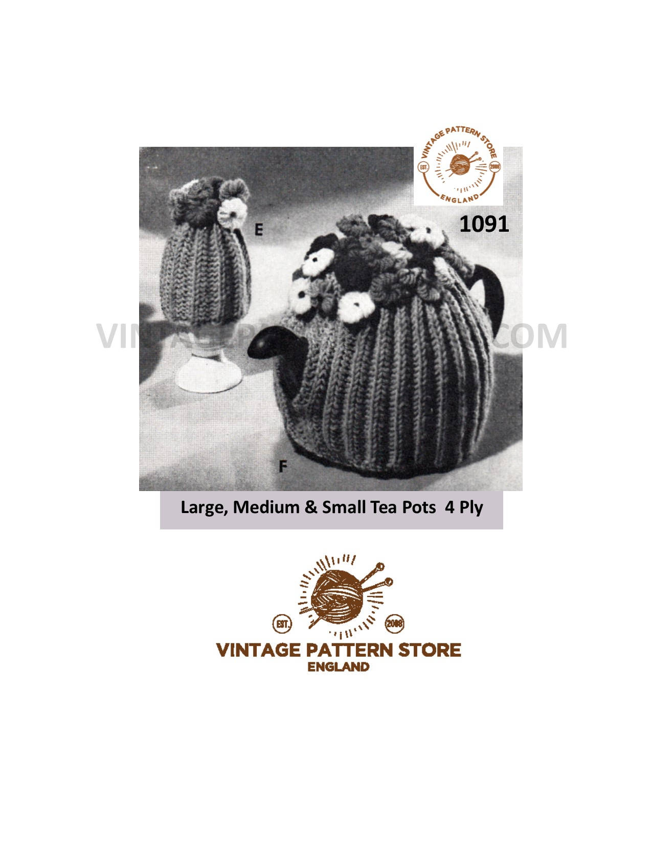 Tea Cosy Knitting Patterns Easy 50s Easy To Knit Tea Cosy Knitting Pattern 4 Ply Ribbed Floral Tea