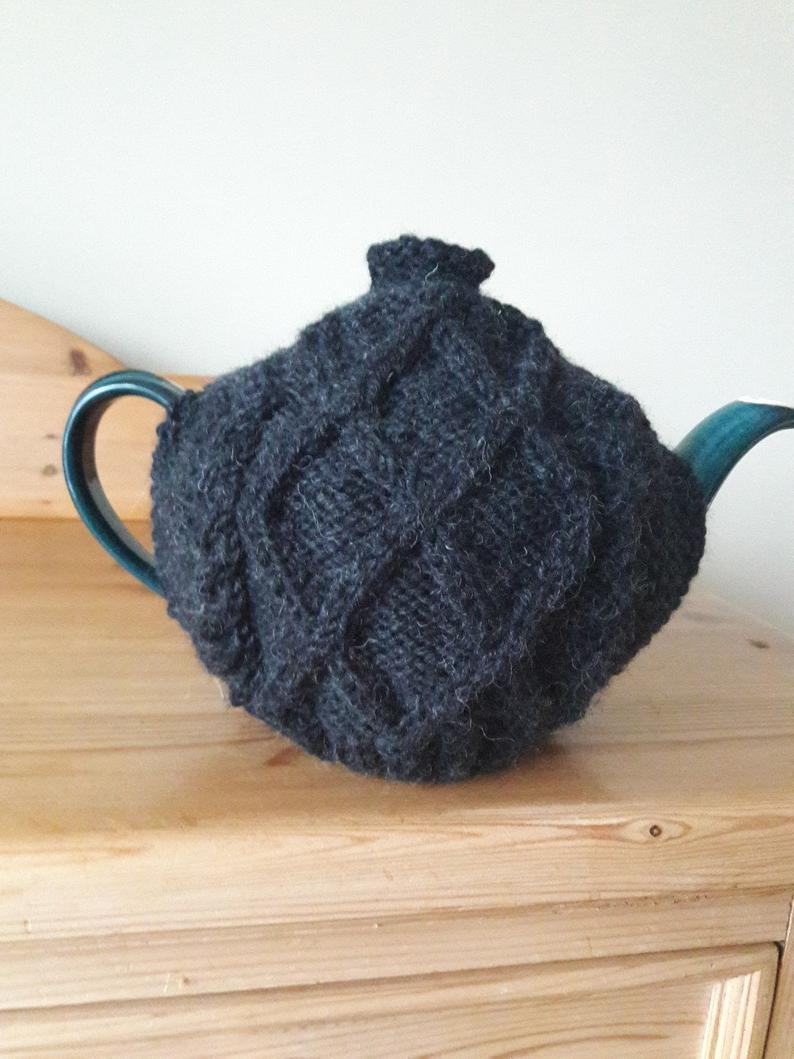 Tea Cosy Patterns To Knit Charcoal Aran Pattern Knitted Tea Cosy Almost Black Diamond Aran Hand Knitted Tea Cozy Teapot Cosy Gift For Nan Tea Lovers Gift Irish