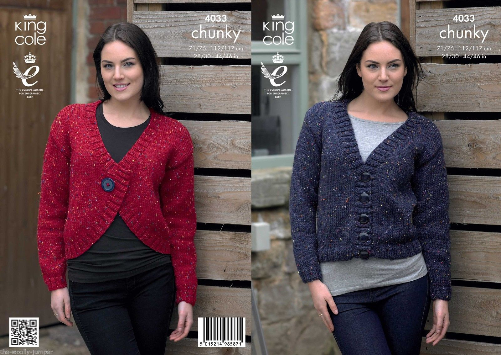 Tweed Knitting Patterns 4033 King Cole Chunky Tweed Cardigan Jacket Knitting Pattern To Fit Chest 28 To 46