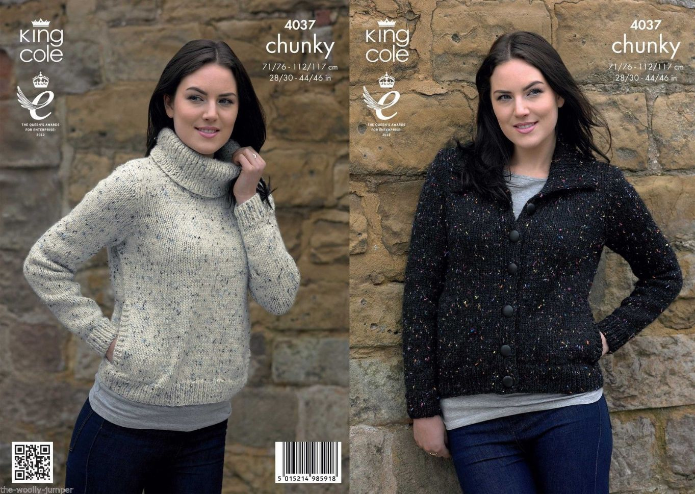 Tweed Knitting Patterns 4037 King Cole Chunky Tweed Cardigan Jacket Sweater Knitting Pattern To Fit Chest 28 To 46