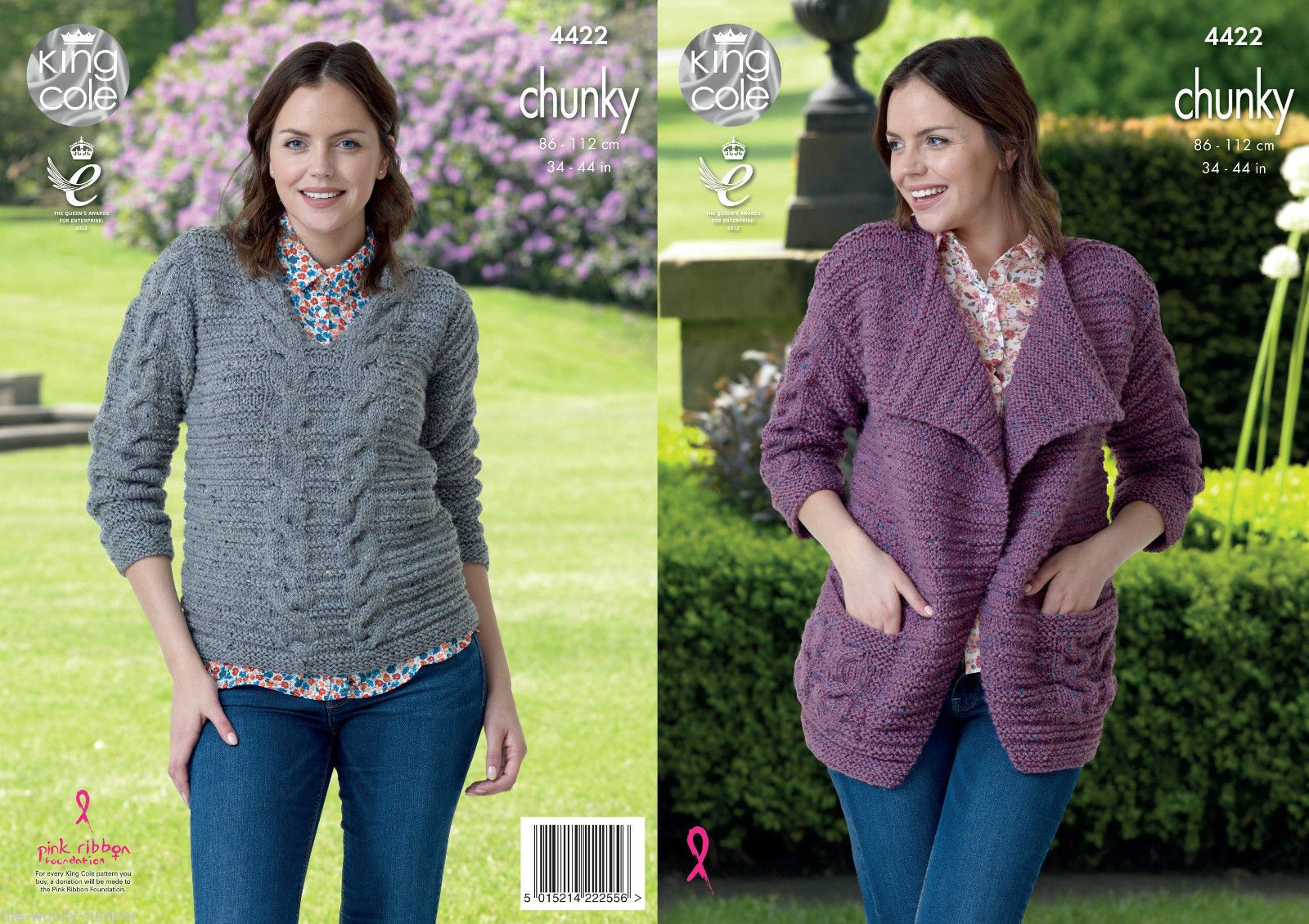 Tweed Knitting Patterns 4422 King Cole Chunky Tweed Jacket Sweater Knitting Pattern To Fit Chest Size 34 To 44